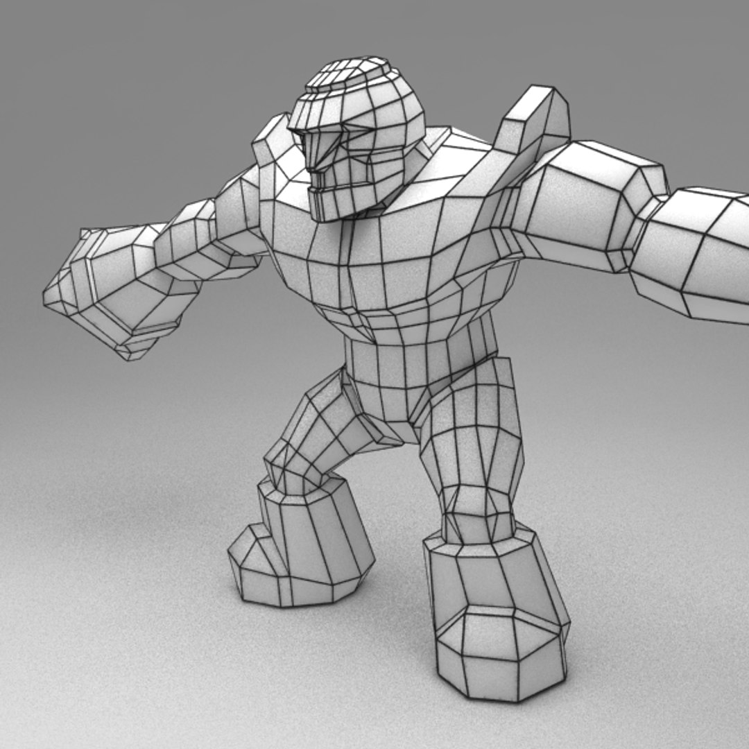 3d Rigged Metal Golem Model