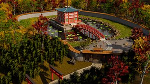 Japanese temple Scene 3D