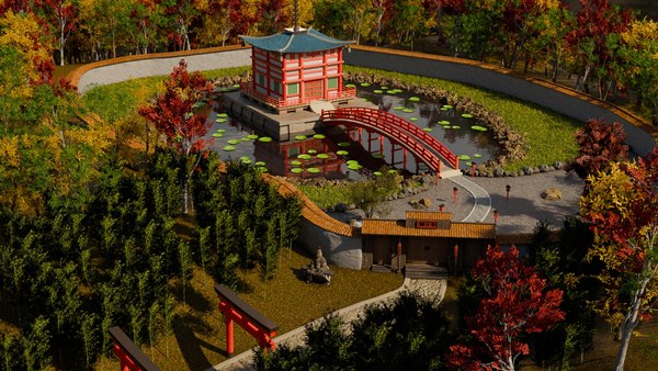 日本寺庙场景3D模型 - TurboSquid 2338828