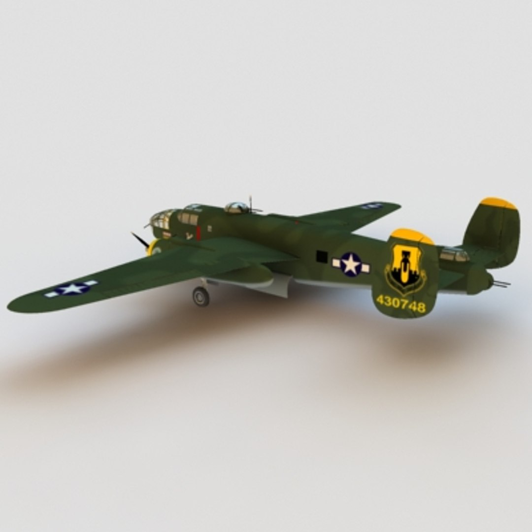 3d B25 Mitchell Bomber