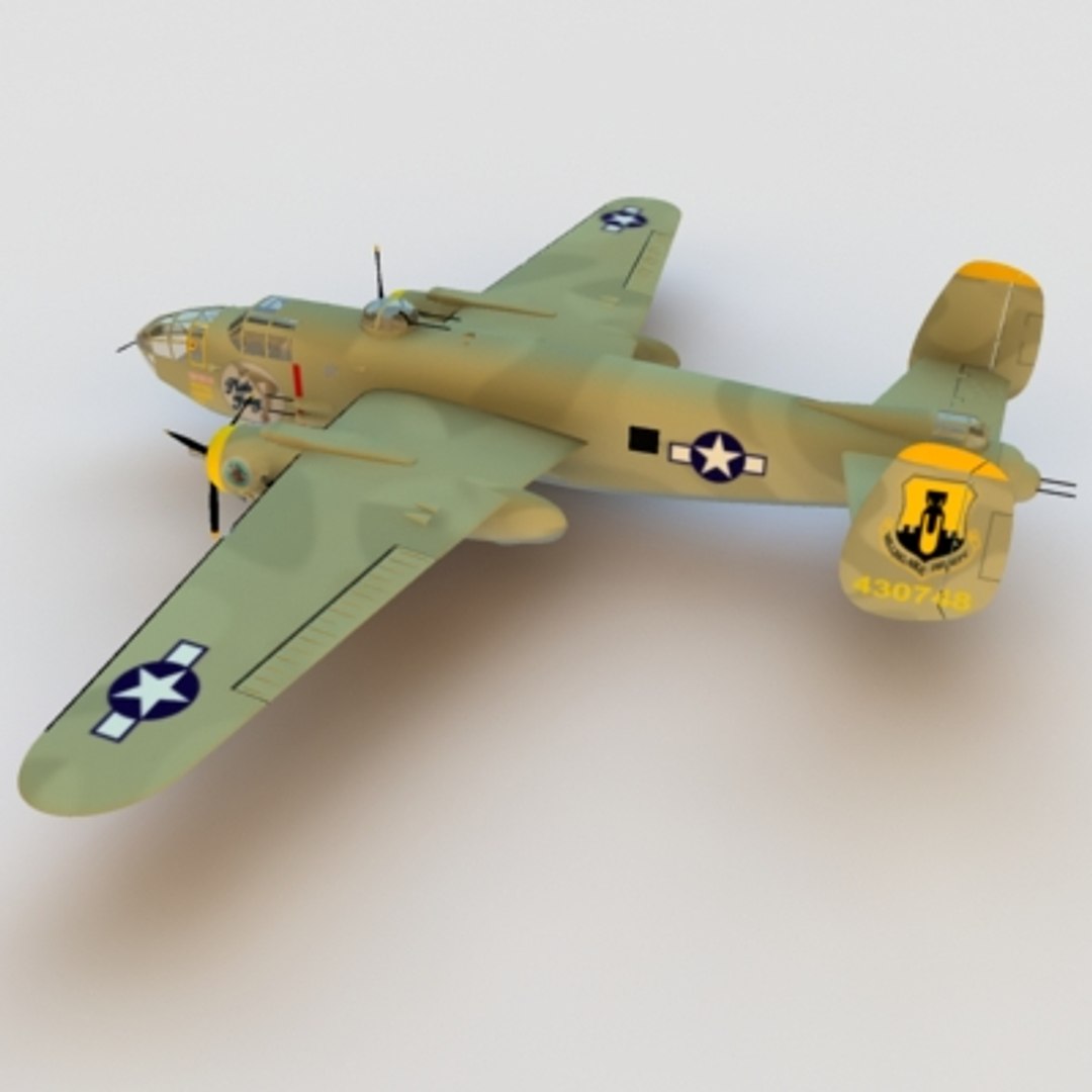 3d B25 Mitchell Bomber