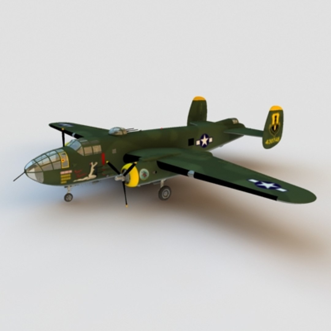 3d B25 Mitchell Bomber