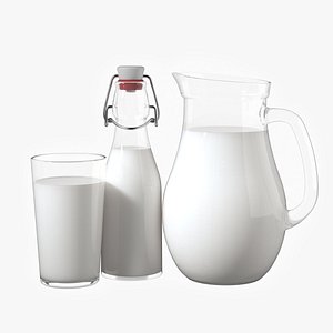 3D model realistic milk bottles