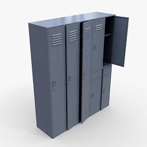 PBR School Gym Locker 07 - Grey 3D model
