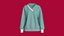 3D Girls Long V-Neck Sweatshirt With Ribbed Cuff model