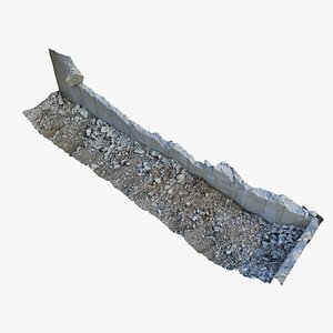 Gravel Wall 04 - 3D photogrammetry model scan of large metal iron structure on gravel and sand model