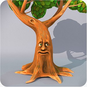 cartoon talking tree rigged model