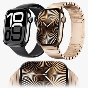 Apple Watch Series 10 Jet Black and Titanium Gold model