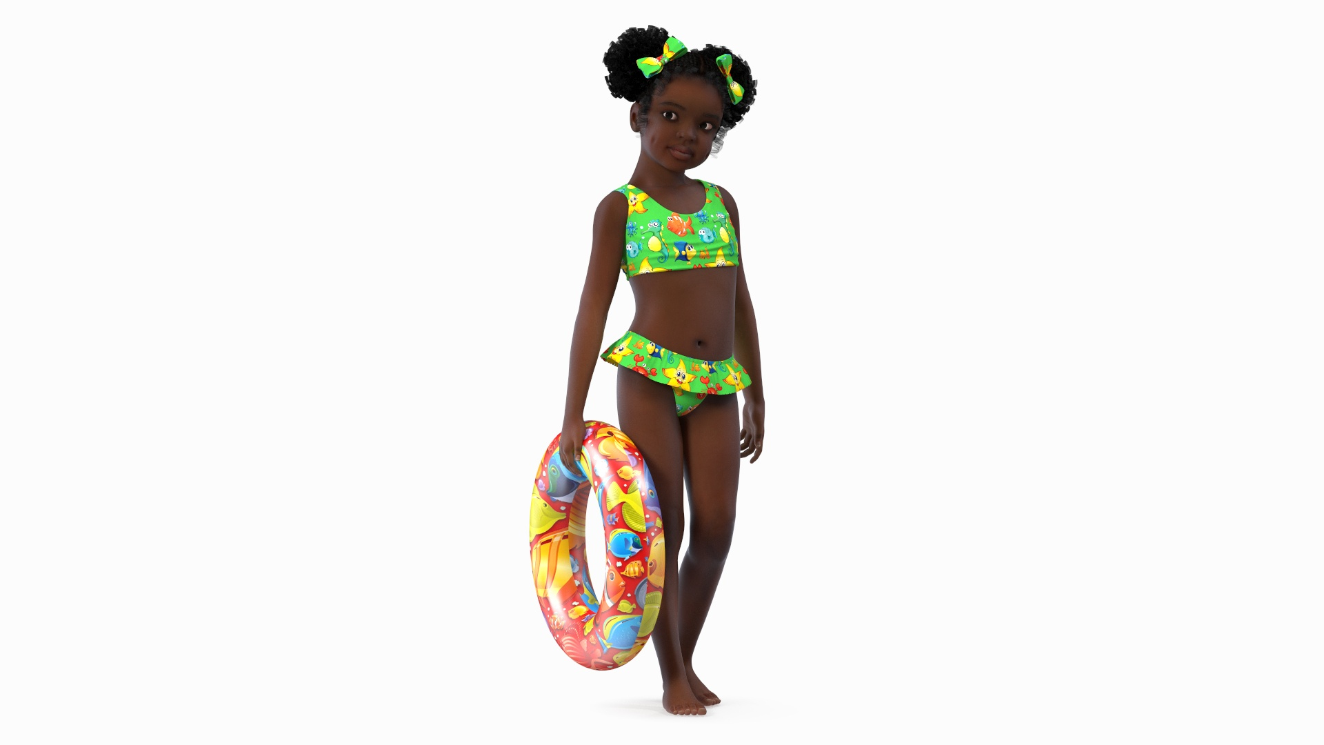 3D Standing Inflatable Circle Black Girl Child Swimsuit