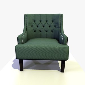 3D model classic traditional fabric chesterfield