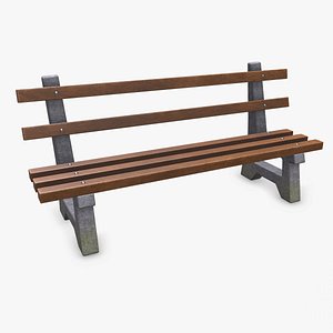 Outdoor Bench Low-poly PBR 3D