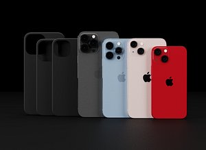 Apple Models and Cases of iPhone 13 All Models in Official Colors and Design 3D model