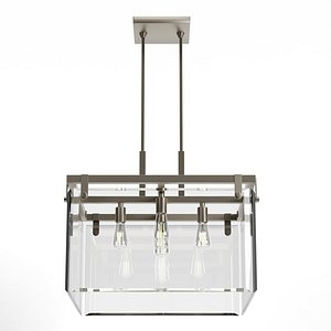 3D model Brushed Nickel 5-Light Amazon Glass Pendant
