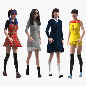 Rigged Chinese Woman Collection 2 for Cinema 4D 3D model