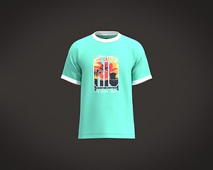 3D Basic mens t-shirt with rio typography chest print