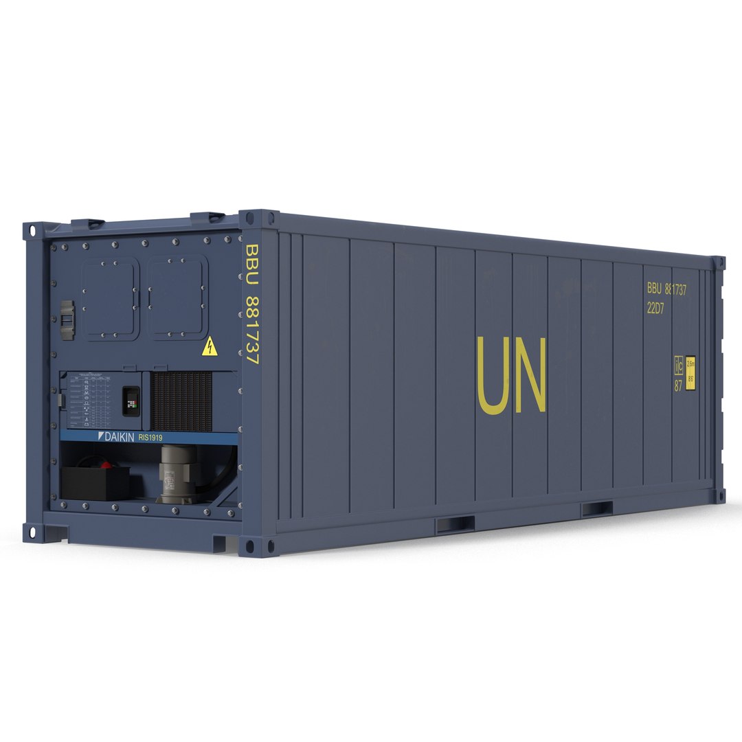 ISO Refrigerated Container Blue 3D model preview