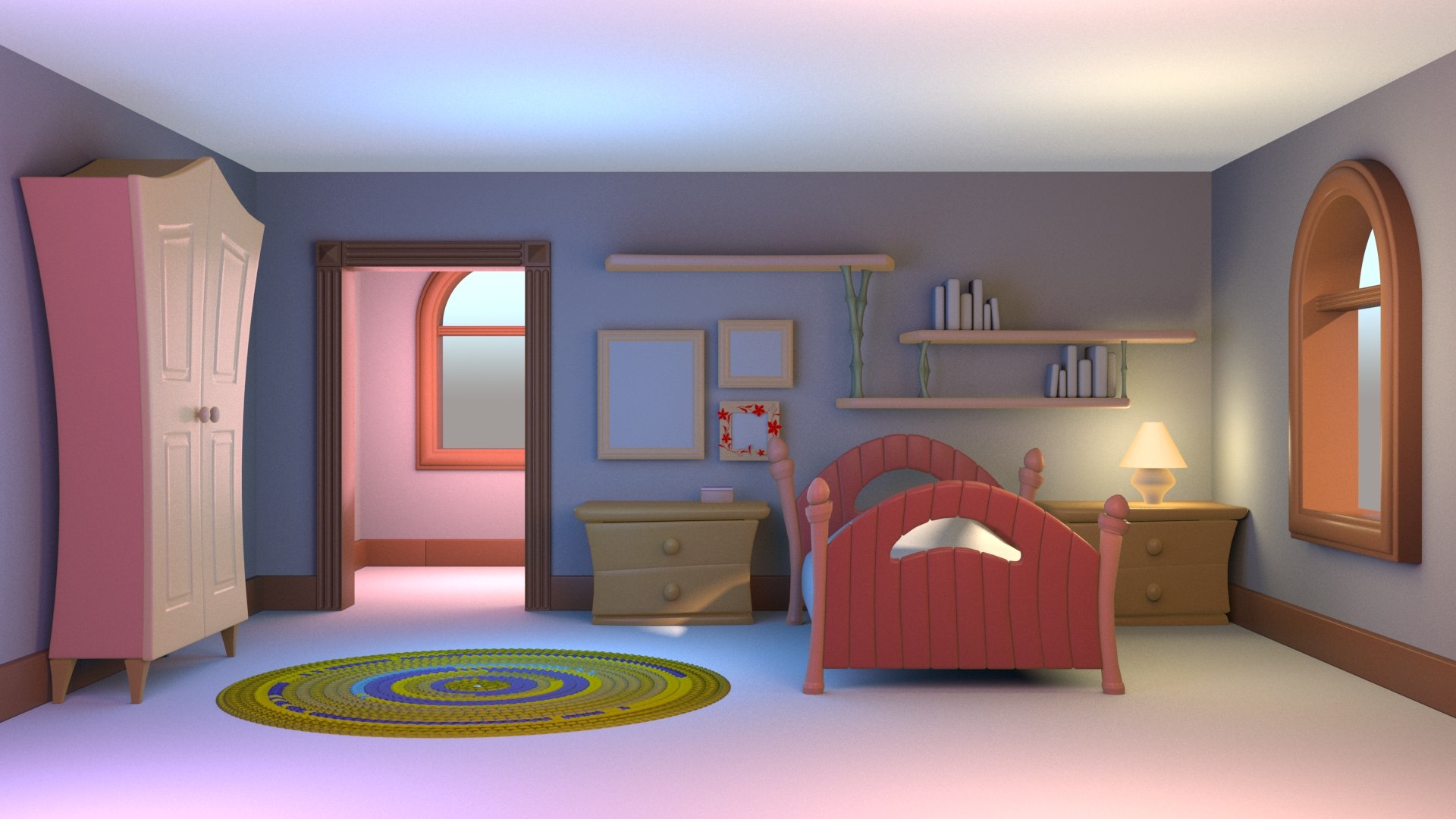 Crtoon stylized bedroom 3D model - TurboSquid 1877316