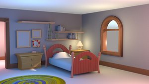 Crtoon stylized bedroom 3D model