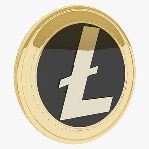 Litecoin Cryptocurrency Gold Coin 3D