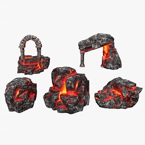 3D model Lava Rock Set
