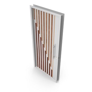 3D model Modern Design White Metal Steel Door with Wooden Details model