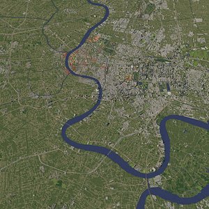 Bangkok Thailand in 20 km x 20 km - city and urban 3D model