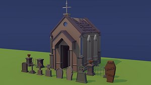 cemetery graves coffin 3d model