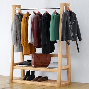 Realistic of clothes on Rack collection 3D model