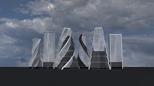 3D Skyscrapers Collection of 6