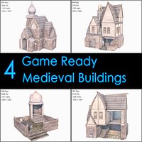 Medieval Buildings Collection, Low Poly, Textured
