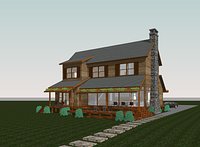 Revit Wooden house with full furniture
