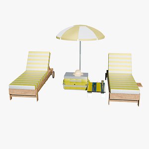 Yellow Beach Vacation Essentials Collection 3D Model PBR