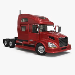 Heavy Duty Red Semi Truck Rigged for Maya 3D model