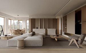 Modern living room dining room 3D model