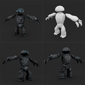 Stone Golem LowPoly Rigged Animation