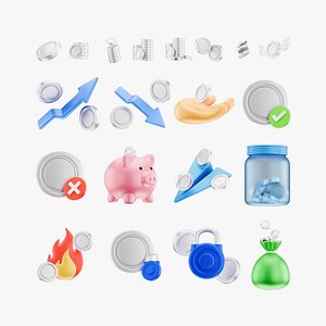 Base Coin Icons Full Pack 3D model