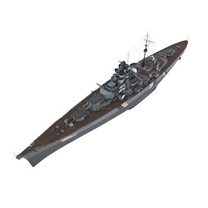 3D Heavy Warship with Atlantic Hull Stripes Gray Rigged for Cinema 4D model