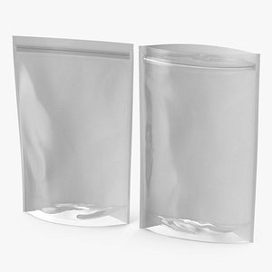 3D Zipper White Paper Bags with Transparent Front 400 g Mockup