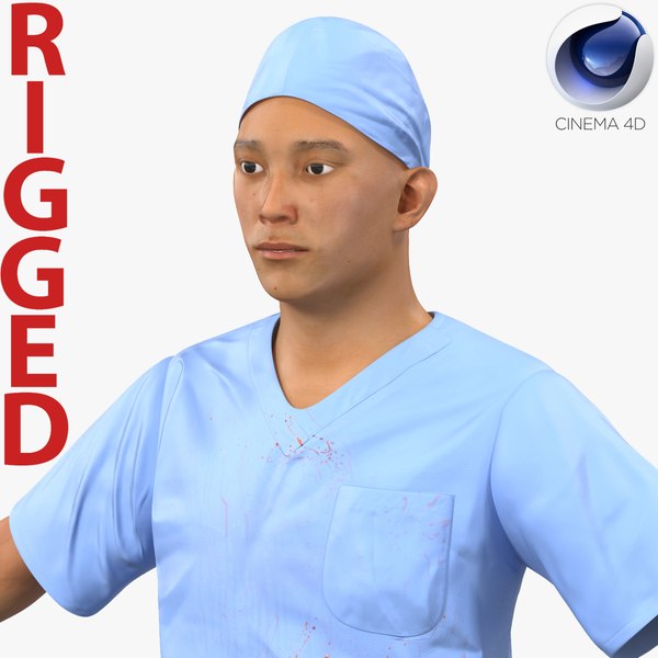 male surgeon asian rigged 3d c4d