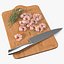 3D model Shrimps on Chopping Board