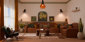 Archviz Living Room 2 Scene and Lighting model