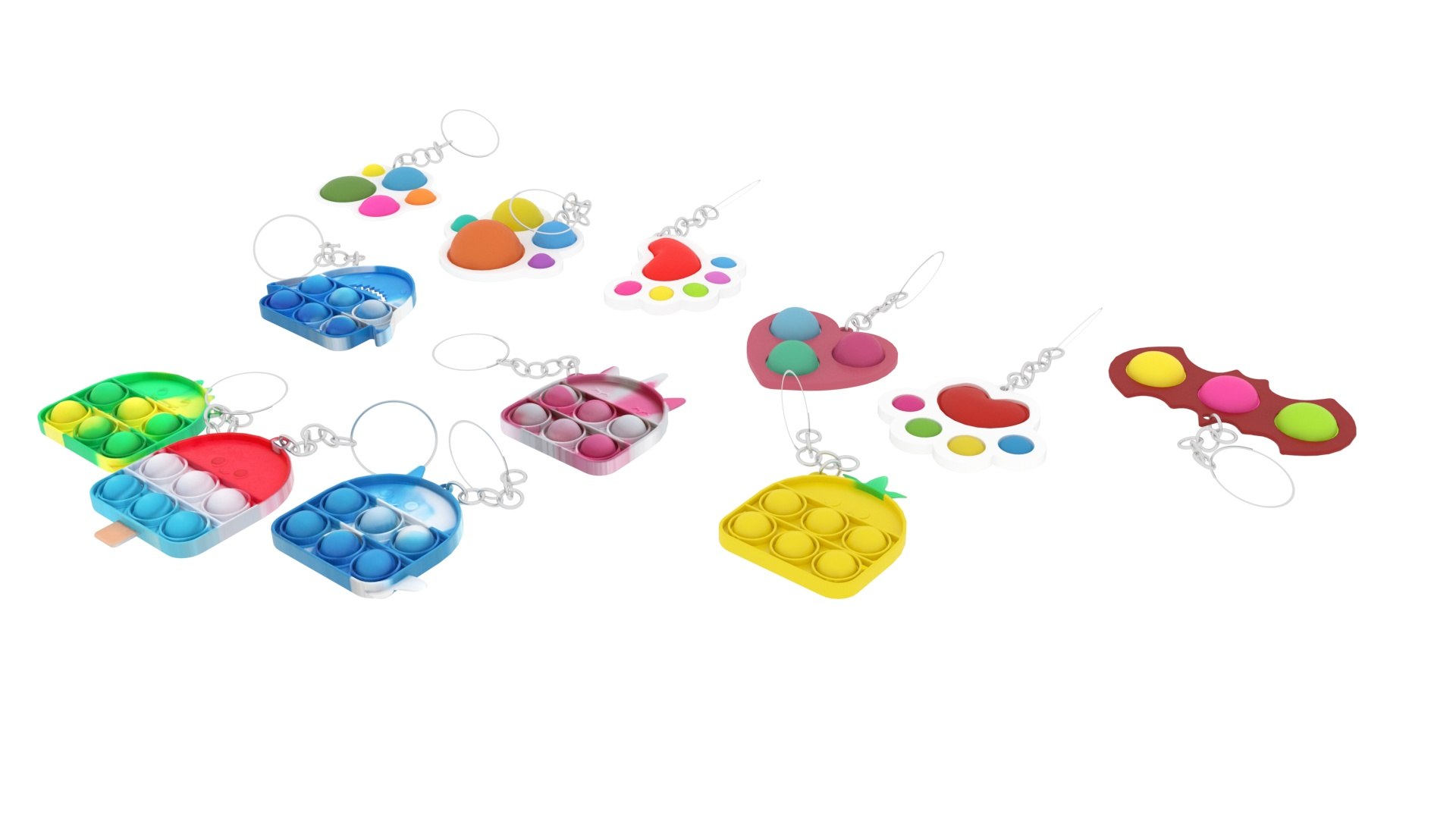 3D Simple Dimples and Pop It Fidget Toy Keychains Set - TurboSquid 1768065