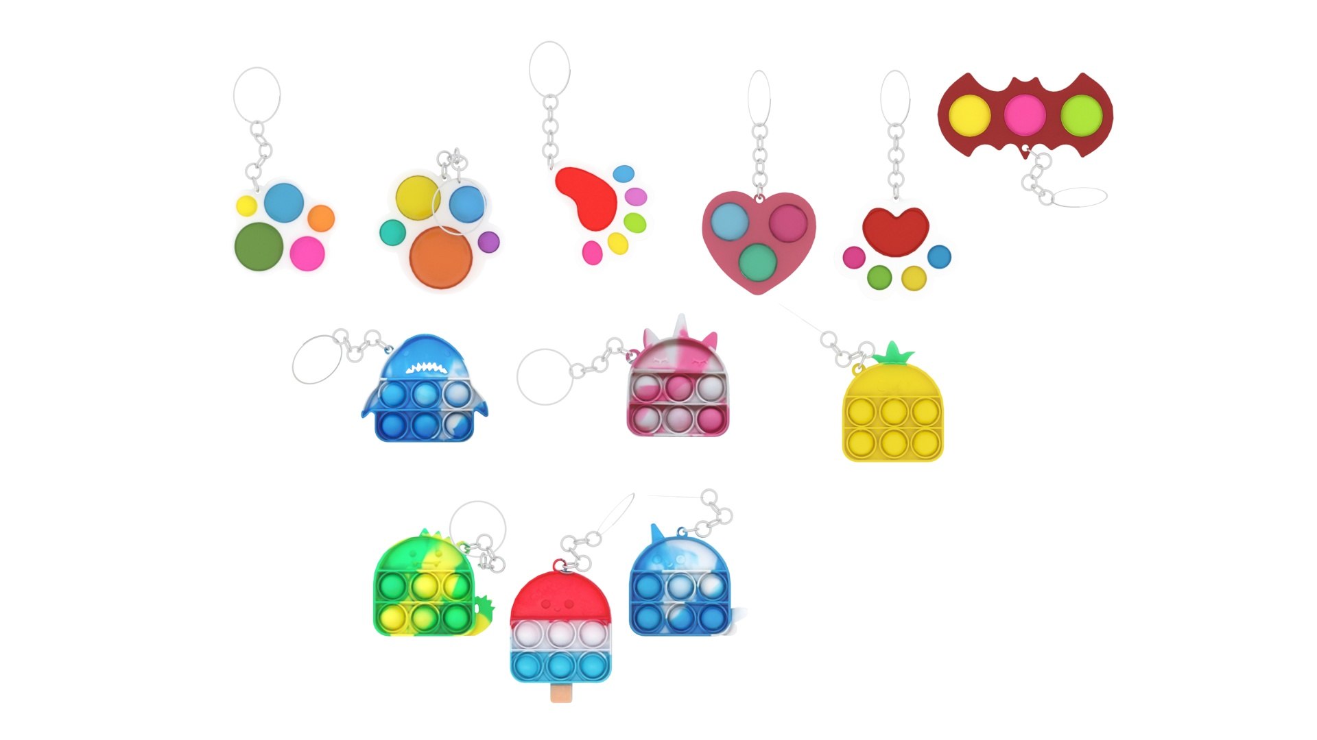 3D Simple Dimples and Pop It Fidget Toy Keychains Set - TurboSquid 1768065