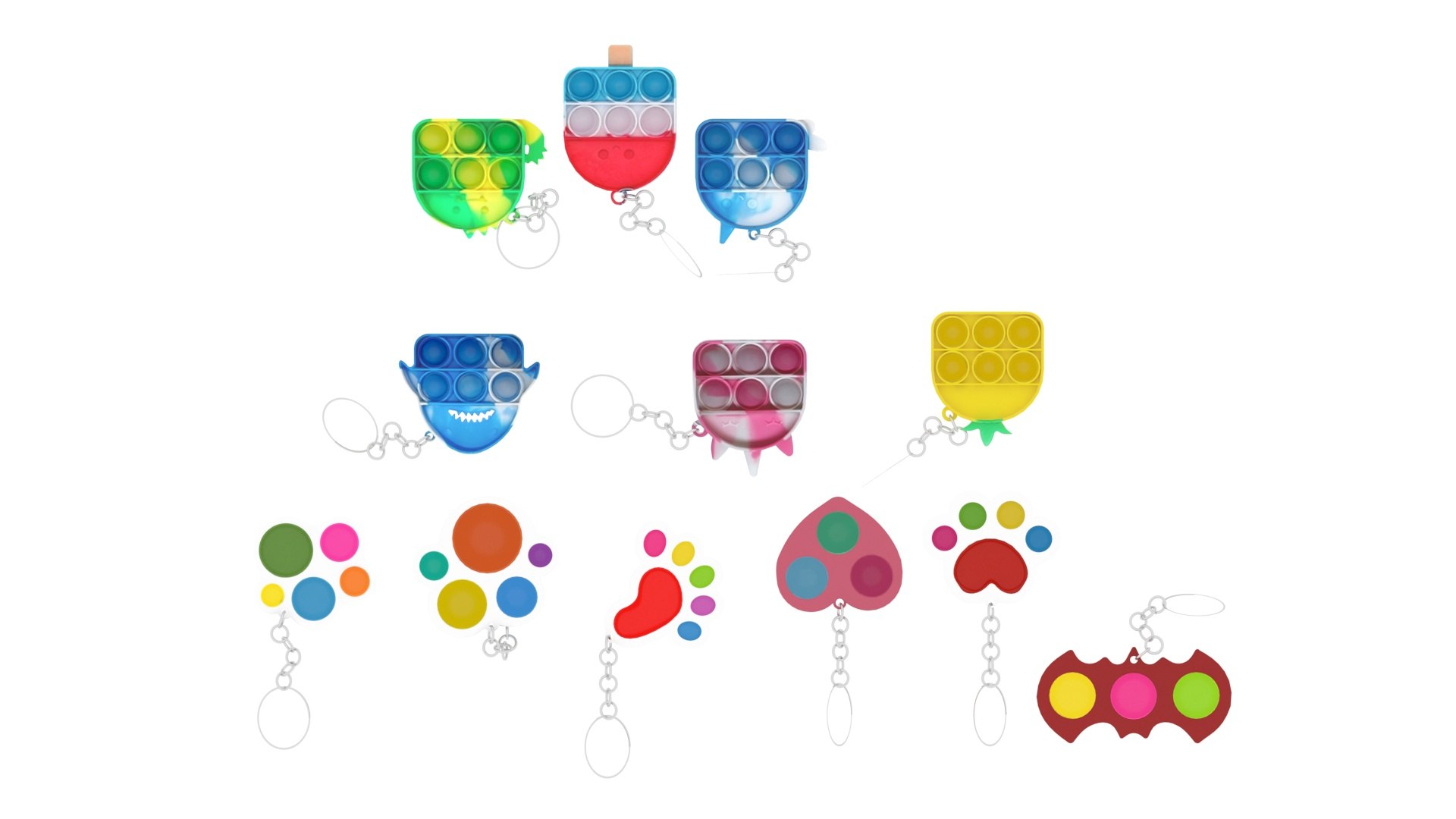 3D Simple Dimples and Pop It Fidget Toy Keychains Set - TurboSquid 1768065