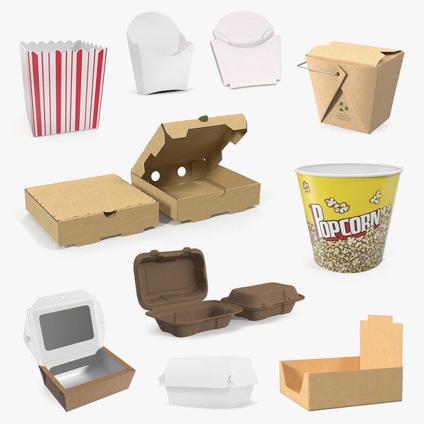 Box Food Cardboard Container - Disposable 3D model