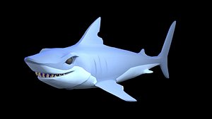 Stylized Low - Poly Shark Fully Rigged - Animated