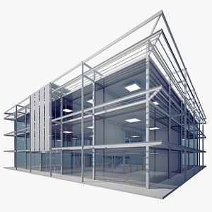 3d model modern glass office building