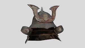 Samurai Helmet 04 Destroyed Rust - Fantasy Character Design 3D
