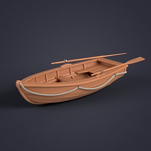 Stylized wooden fishing boat 3D