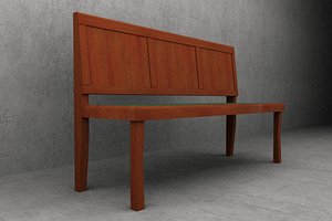 3d 3ds 3 seater wooden cafe